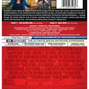 SCREAM 4 4K STEEL BACK Scream 4 - 4K UHD Steelbook - Lionsgate Limited - NEW