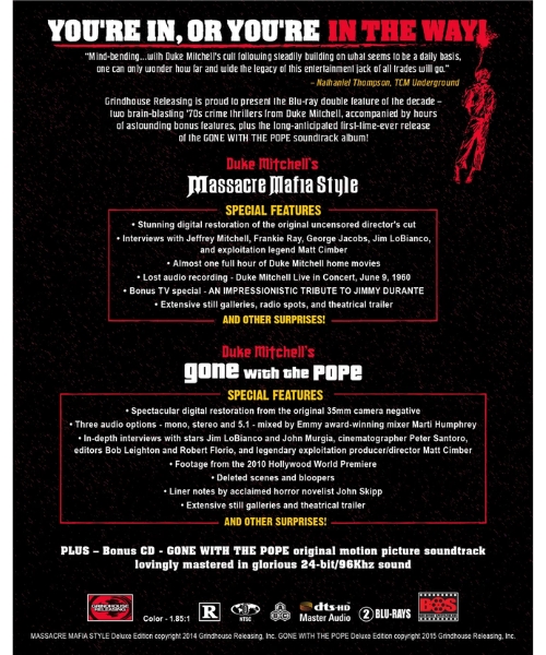 DUKE MITCHELL BACK The Duke Mitchell Collection - Blu-ray & CD w/Slipcover - Grindhouse Releasing - NEW