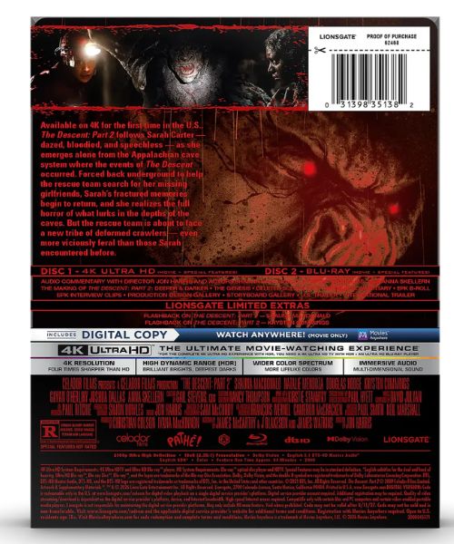 descent part 2 4k steelbook back The Descent Part Two - 4K UHD Steelbook - Lionsgate Limited